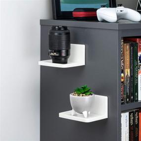 img 3 attached to 🔳 Floating Small Wall Shelf Mount for Speakers, Security Cameras, Plants, Decor, Books, Bathroom, and More - Screwless Holder Stand with Strong Adhesive by Brainwavz (4.6” x 3.3” SHELF150 White)