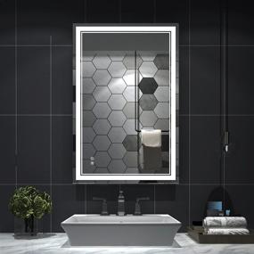img 4 attached to 🪞 ISTRIPEMF 28x36 Inch LED Bathroom Mirror with Anti-Fog, Dimmable Brightness and 3 Changeable Colors - Wall Mounted Vanity Mirror for Shatterproof Square Lighted Bathroom Vanity Mirror
