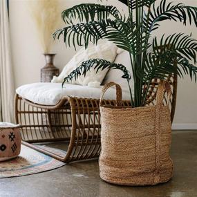 img 1 attached to 🧺 Large Woven Storage Basket - 100% Jute, 17 x 17" - Tall Decorative Rope Basket for Living Room, Toys, Blankets or Nursery - Wicker Baskets with Handles - Handmade Natural Laundry Hamper