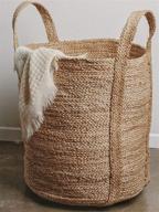 🧺 large woven storage basket - 100% jute, 17 x 17" - tall decorative rope basket for living room, toys, blankets or nursery - wicker baskets with handles - handmade natural laundry hamper логотип