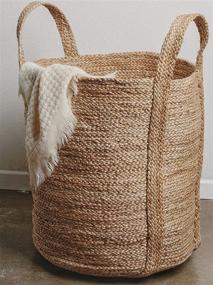 img 4 attached to 🧺 Large Woven Storage Basket - 100% Jute, 17 x 17" - Tall Decorative Rope Basket for Living Room, Toys, Blankets or Nursery - Wicker Baskets with Handles - Handmade Natural Laundry Hamper