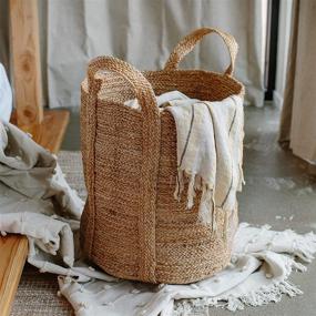 img 2 attached to 🧺 Large Woven Storage Basket - 100% Jute, 17 x 17" - Tall Decorative Rope Basket for Living Room, Toys, Blankets or Nursery - Wicker Baskets with Handles - Handmade Natural Laundry Hamper