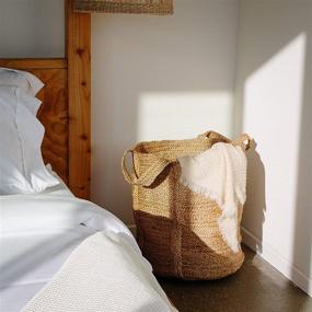 img 3 attached to 🧺 Large Woven Storage Basket - 100% Jute, 17 x 17" - Tall Decorative Rope Basket for Living Room, Toys, Blankets or Nursery - Wicker Baskets with Handles - Handmade Natural Laundry Hamper