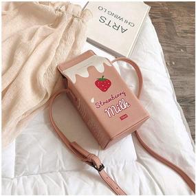 img 2 attached to Fashionable Faux Leather Milk Box Crossbody Bag with Printed Drink Bottle - Perfect for Women and Girls