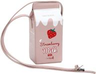 fashionable faux leather milk box crossbody bag with printed drink bottle - perfect for women and girls logo