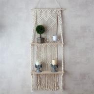 🌿 boho macrame wall hanging shelf - 20 x 43 inches - wood floating shelves for plants and storage - handmade macrame cotton rope - double shelf design - la boheme logo