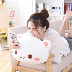 img 2 attached to 🐱 Cute and Cuddly Cat Plush Hugging Pillow - Perfect Gift for Kids, Soft Kitten Stuffed Animals Toy with White Round Eyes, 19.6 inches