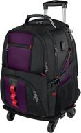 🎒 yorepek rolling backpack with wheels: 17" wheeled roller rucksack for travel, business & college - purple logo