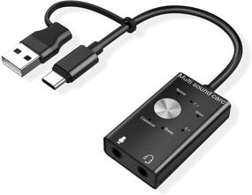 img 1 attached to Havit USB Sound Card and Headphone Adapter with 6 Sound Effects- MacBook Pro/Air & iPad Pro Compatible