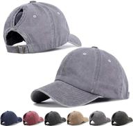 🧢 stylish vintage ponytail baseball hats for women: adjustable trucker cap with high messy bun design - the perfect dad hat! logo