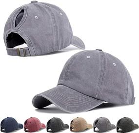 img 2 attached to 🧢 Stylish Vintage Ponytail Baseball Hats for Women: Adjustable Trucker Cap with High Messy Bun Design - The Perfect Dad Hat!