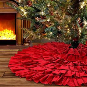img 4 attached to Yuboo 48-Inch Christmas Red Ruffle Tree Skirt: 🎄 6-Layer Rustic Farmhouse Decoration for Holiday Party, Tree Ornaments