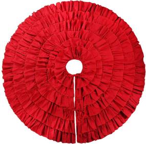 img 3 attached to Yuboo 48-Inch Christmas Red Ruffle Tree Skirt: 🎄 6-Layer Rustic Farmhouse Decoration for Holiday Party, Tree Ornaments