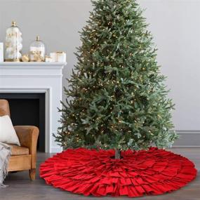 img 1 attached to Yuboo 48-Inch Christmas Red Ruffle Tree Skirt: 🎄 6-Layer Rustic Farmhouse Decoration for Holiday Party, Tree Ornaments