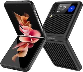 img 4 attached to 📱 MOSIKE Ultra-Slim Case for Samsung Galaxy Z Flip 3 - Black | Carbon Fiber Texture | Shockproof & Protective | Z Flip 3 5G (2021)