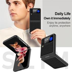 img 1 attached to 📱 MOSIKE Ultra-Slim Case for Samsung Galaxy Z Flip 3 - Black | Carbon Fiber Texture | Shockproof & Protective | Z Flip 3 5G (2021)