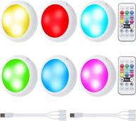 🌈 oxyled rechargeable puck lights - rgb color changing led closet lights for wireless under cabinet lighting with 16 colors | dimmable tap light, perfect for kitchen cupboard wardrobe | 6 pack логотип