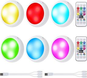 img 4 attached to 🌈 OxyLED Rechargeable Puck Lights - RGB Color Changing LED Closet Lights for Wireless Under Cabinet Lighting with 16 Colors | Dimmable Tap Light, Perfect for Kitchen Cupboard Wardrobe | 6 Pack