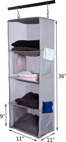 img 1 attached to 🗂️ Gray Shinetidy 4 Shelf Foldable Fabric Hanging Closet Organizer - Hanging Storage Shelves