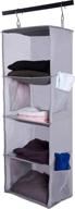 🗂️ gray shinetidy 4 shelf foldable fabric hanging closet organizer - hanging storage shelves логотип