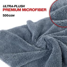 img 3 attached to 🧽 Полотенце из сверхплотной микрофибры Detailer's Preference Ultra Plush 500GSM (6 штук) - высокая впитываемость, безшовный дизайн, 16x16 дюймов, серый