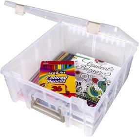 img 1 attached to 🎨 Art Bin 0365500 Super Satchel Double Deep, Portable Art & Craft Organizer with Handle, Plastic Storage Case, Clear/Gold Accents