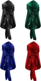 img 2 attached to Upgrade Your Style with Tatuo 4-Piece Men's Velvet Durag Set for 360 Waves