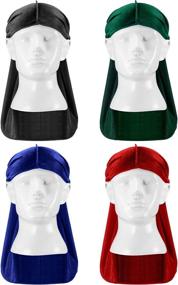 img 3 attached to Upgrade Your Style with Tatuo 4-Piece Men's Velvet Durag Set for 360 Waves