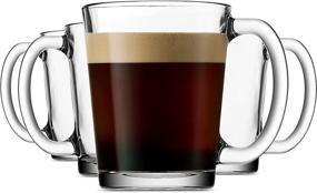 img 4 attached to ☕ Italian Glass Coffee Mugs by Godinger - Set of 4, 10oz. Hot Beverage Tea Cups