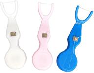 supvox dental floss handle set - pack of 3 reusable dental flossers with dental wire rack (white, pink, blue) logo