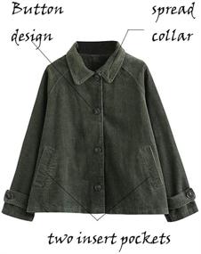 img 3 attached to Minibee Corduroy Jackets Outwear ArmyGreen Women's Clothing in Coats, Jackets & Vests