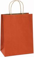 🛍️ 100pcs bagdream orange stripe paper gift bags: 8x4.25x10.5 inches, recyclable, bulk shopping bags with handles - craft bag, retail bags, kraft bags logo