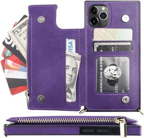 img 2 attached to 👜 Bocasal Crossbody Wallet Case for iPhone 11 Pro - Purple: Card Holder, Zipper Slot, Shockproof Purse Cover & Removable Strap - 5.8 Inch