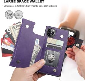 img 1 attached to 👜 Bocasal Crossbody Wallet Case for iPhone 11 Pro - Purple: Card Holder, Zipper Slot, Shockproof Purse Cover & Removable Strap - 5.8 Inch