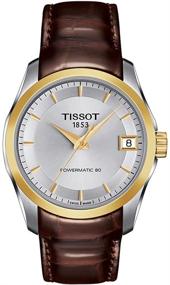 img 1 attached to Tissot Silver Leather Ladies T0352072603100