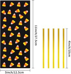 img 3 attached to 100 Halloween Cellophane Bags Candy Corn Pattern – Cello Treat Bags with 200 Gold Twist Ties for Chocolate Candy Cookies and Snacks (Transparent)