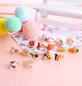 img 3 attached to 🍭 Cute Pattern Painless Clip On Earrings for Teen Girls and Women, HANPABUM - Lollipop, Ice Cream, Animals - Pack of 20-24