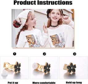 img 2 attached to 🍭 Cute Pattern Painless Clip On Earrings for Teen Girls and Women, HANPABUM - Lollipop, Ice Cream, Animals - Pack of 20-24