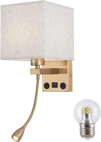 img 2 attached to Hardwired Wall Sconce with On/Off Switch, USB Charging Port - Ideal for Hotels, Bedrooms, Living Rooms, and Corridors