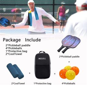 img 3 attached to 🏓 MOULL Pickleball Paddles - Premium Graphite Set of 2 Racquets with Honeycomb Core, 4 Balls, Bag, Cooling Towels