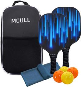 img 4 attached to 🏓 MOULL Pickleball Paddles - Premium Graphite Set of 2 Racquets with Honeycomb Core, 4 Balls, Bag, Cooling Towels