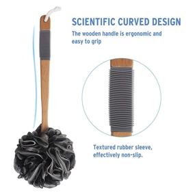 img 3 attached to 🛀 AmazerBath Black Loofah Back Scrubber with Long Wooden Handle - Ultimate Shower Sponge for Men and Women