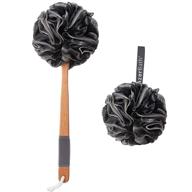 🛀 amazerbath black loofah back scrubber with long wooden handle - ultimate shower sponge for men and women logo