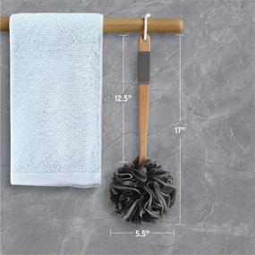 img 1 attached to 🛀 AmazerBath Black Loofah Back Scrubber with Long Wooden Handle - Ultimate Shower Sponge for Men and Women