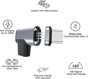 img 2 attached to Магнитный адаптер USB C для MacBook Pro/Air и других устройств с USB-C - поддержка Thunderbolt 3, быстрая зарядка USB PD 100W, передача данных 20Гб/с, вывод видео 4K@60 Гц