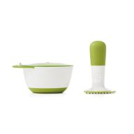oxo tot food masher: convenient 🥕 green tool for effortlessly preparing baby food logo