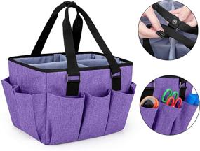 img 1 attached to YARWO Sewing Accessories Organizer: Craft Storage Tote Bag with 🧵 Pockets for Supplies, Purple - Time-Saving Solution for Sewing & Crafts