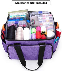 img 3 attached to YARWO Sewing Accessories Organizer: Craft Storage Tote Bag with 🧵 Pockets for Supplies, Purple - Time-Saving Solution for Sewing & Crafts