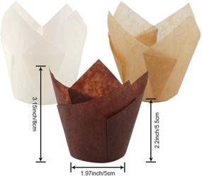 img 3 attached to Baking in Style: 200pcs BAKHUK Tulip Cupcake Baking Cups - Rustic Wrapper in Brown, White, and Nature Colors