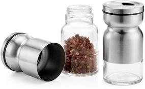 img 1 attached to IDEALCRAFT Salt and Pepper Shaker Set - 2 Pack 💫 Stainless Steel Shakers with Adjustable Pour Holes for Perfect Seasoning - Silver